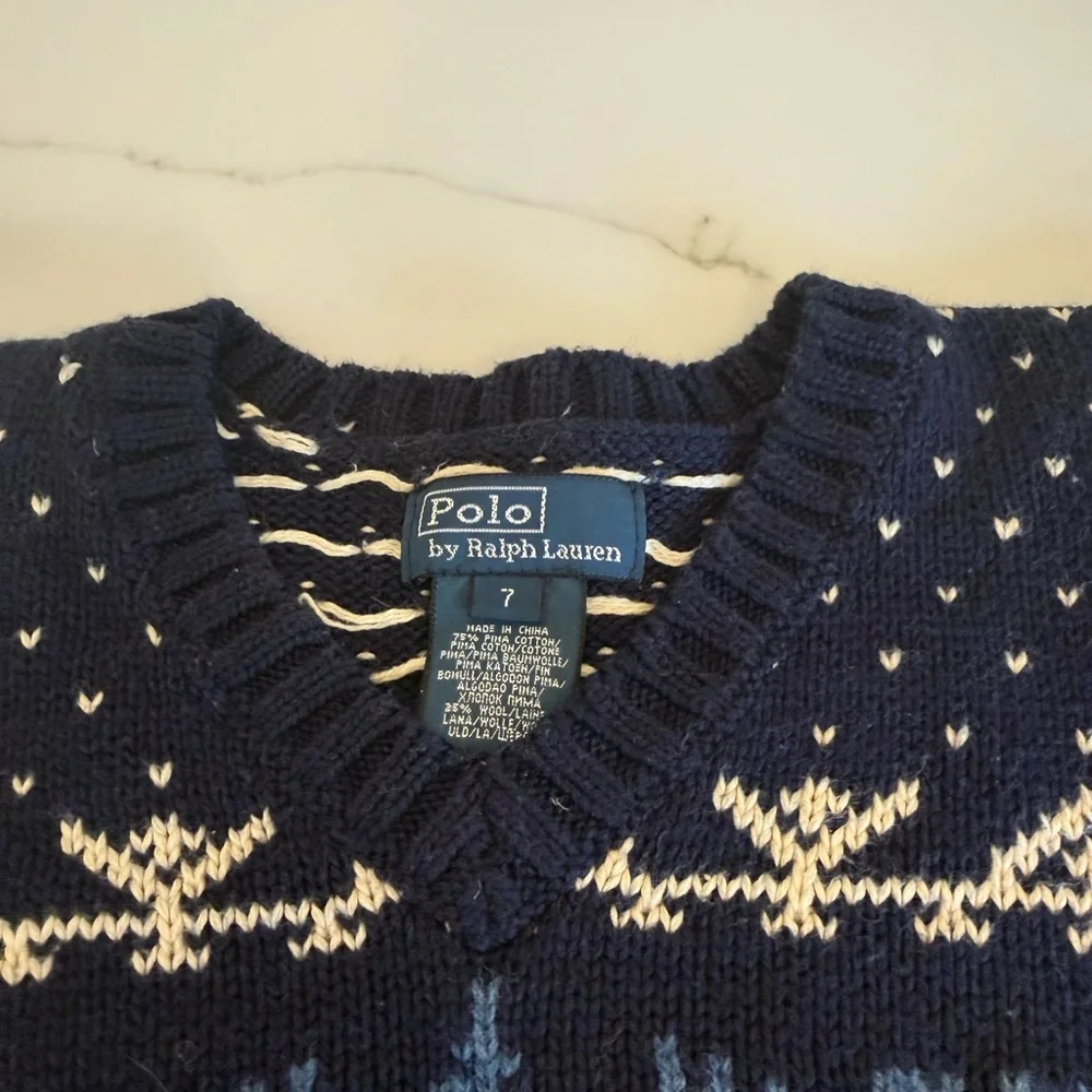 Ralph Lauren Boys Reindeer, Christmas Tree, Snowflake Sweater Size 7